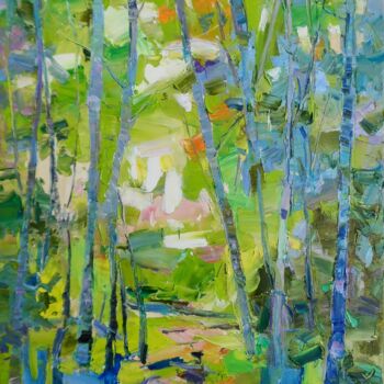 Peinture intitulée "Aspen forest" par Yehor Dulin, Œuvre d'art originale, Huile
