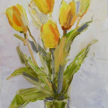 Painting titled "Tulips" by Yehor Dulin, Original Artwork, Oil