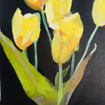 Painting titled "Tulips flowers" by Yehor Dulin, Original Artwork, Oil