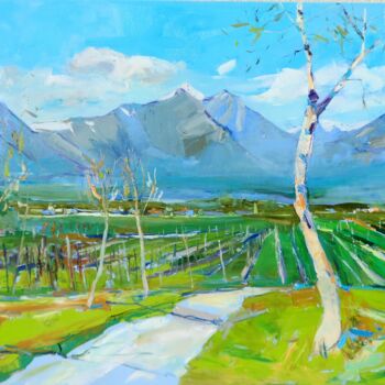 Картина под названием "Mountains Switzerla…" - Yehor Dulin, Подлинное произведение искусства, Масло