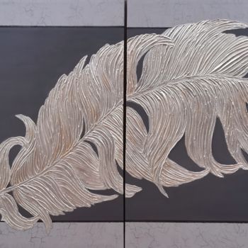 Malarstwo zatytułowany „Silver feather. Dip…” autorstwa Елена Ивченко, Oryginalna praca, Akryl