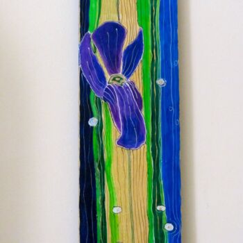 绘画 标题为“Iris on wood” 由Yelena Mazour-Matusevich, 原创艺术品, 丙烯