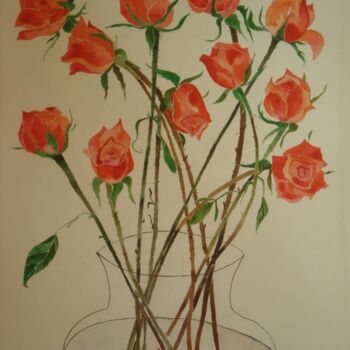 Painting titled "Roses" by Yelena Mazour-Matusevich, Original Artwork, Oil