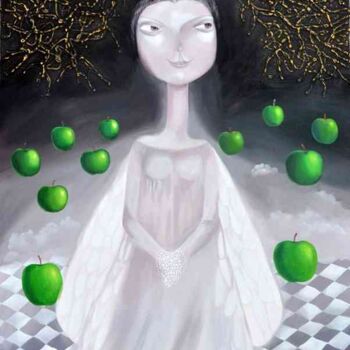 Painting titled "Magic night" by Yelena Revis, Original Artwork, Acrylic Mounted on Wood Stretcher frame