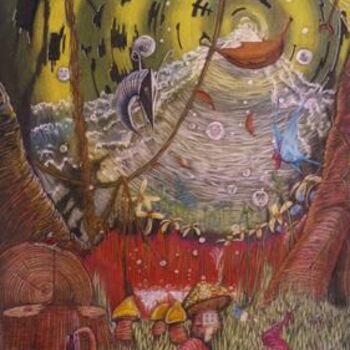 "Gnome mans land" başlıklı Tablo Leigh Donovan tarafından, Orijinal sanat, Petrol