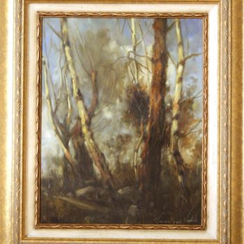 Pittura intitolato "Landscape Birches,…" da Yeremy Vy, Opera d'arte originale, Olio