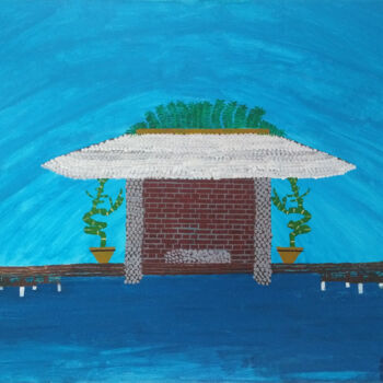 Painting titled "the meditation hut" by Yeshaya Dank, Original Artwork, Watercolor