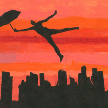Painting titled "Flying & Dancing ac…" by Yeshaya Dank, Original Artwork, Watercolor