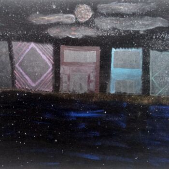 Malerei mit dem Titel "space resort" von Yeshaya Dank, Original-Kunstwerk, Aquarell
