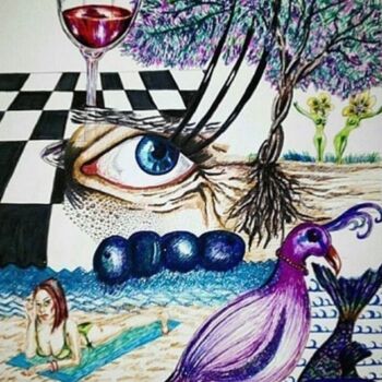 Картина под названием "Dream" - Yeşim Söyler, Подлинное произведение искусства, Шариковая ручка