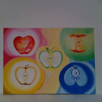 Painting titled "les 5 pommes de la…" by Yesus, Original Artwork