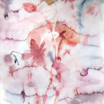Ζωγραφική με τίτλο "Lumen Flowers I" από Yeva Adamovska, Αυθεντικά έργα τέχνης, Ακουαρέλα