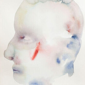 Peinture intitulée "Face I" par Yeva Adamovska, Œuvre d'art originale, Aquarelle