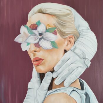 Pintura intitulada "Girl Flower 02" por Yeva Petrosyan, Obras de arte originais, Óleo