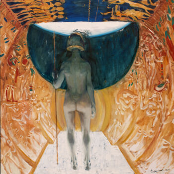 Schilderij getiteld "Arrival" door Yevgen Piskunov, Origineel Kunstwerk, Olie
