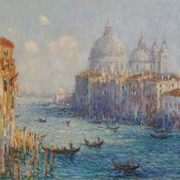 Painting titled "Venice" by Yevhenii Chernov, Original Artwork, Oil Mounted on Wood Stretcher frame