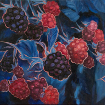 Painting titled "Blackberry night" by Yevheniia Kozlianinova, Original Artwork, Oil