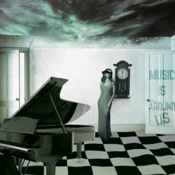 Arte digitale intitolato "The Pianist" da Ylenia Pizzetti, Opera d'arte originale, Lavoro digitale 2D Montato su Alluminio