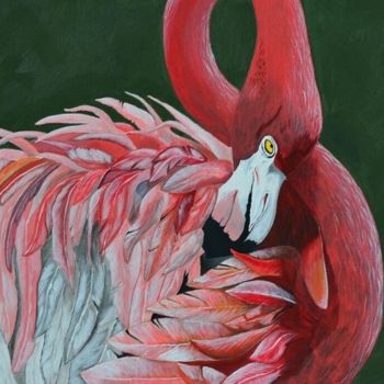 Картина под названием "Фламинго" - Юлия Казаева, Подлинное произведение искусства, Акрил