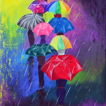 Картина под названием "Дождь" - Юлия Казаева, Подлинное произведение искусства, Акрил