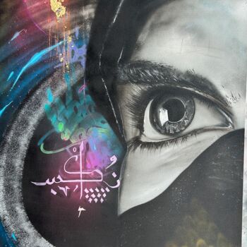 Painting titled "Woman’s eyes" by Ynoxe, Original Artwork, Spray paint