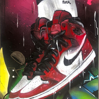 Painting titled "Air Jordan 1" by Ynoxe, Original Artwork, Spray paint