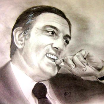 Drawing titled "Lino Ventura" by Yo Portraits, Original Artwork, Pencil