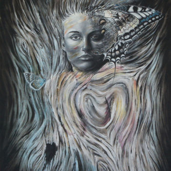 Pittura intitolato "La femme papillon" da Yoan Rimbault, Opera d'arte originale, Acrilico