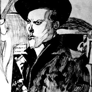 Drawing titled "Orson Welles" by Yog-Sothoth, Original Artwork, Charcoal