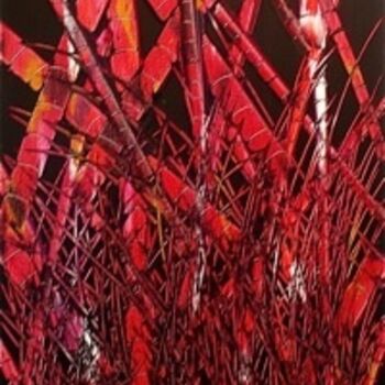 Painting titled "ECLATS DE RUBIS 2" by Yohan Chiche, Original Artwork, Oil