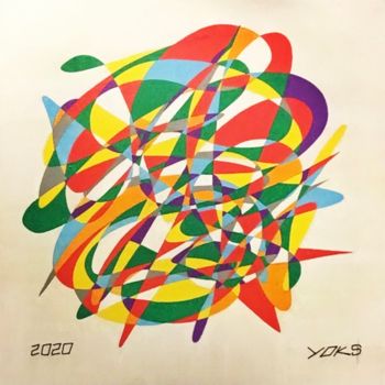 Malerei mit dem Titel "1.2-ÉvOLuTiOn;•)" von Yoks, Original-Kunstwerk, Acryl Auf Keilrahmen aus Holz montiert