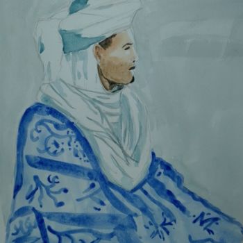 Painting titled "Tunisien" by Yolaine Dacalor, Original Artwork, Watercolor