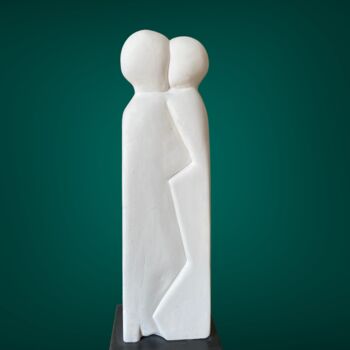 Скульптура под названием "Le baiser" - Yolaine Rilhac, Подлинное произведение искусства, Гипс