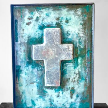 Sculpture titled "Croix" by Yolaine Rilhac, Original Artwork, Concrete