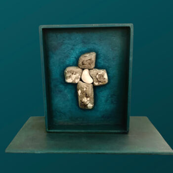 Sculpture titled "Croix III" by Yolaine Rilhac, Original Artwork, Metals