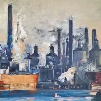 Peinture intitulée "le Havre impression…" par Yola, Œuvre d'art originale, Huile