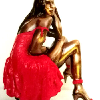 Γλυπτική με τίτλο "Girl in red" από Yolanda Antal, Αυθεντικά έργα τέχνης, Μπρούντζος