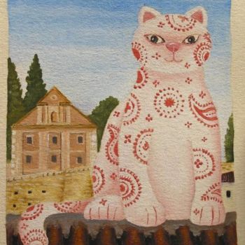 Pintura intitulada "Gatos en Chinchón" por Yolanda Castro Contreras, Obras de arte originais