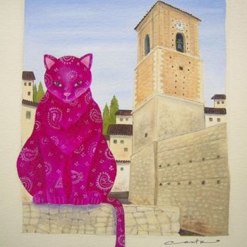 Peinture intitulée "Gatos en Chinchón" par Yolanda Castro Contreras, Œuvre d'art originale