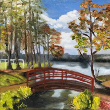 Peinture intitulée "Le petit pont de So…" par Yolande Strauss Ruinet (Yola), Œuvre d'art originale, Huile