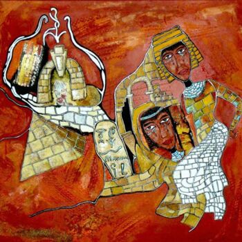 Painting titled "EGYPTE AU LOGIS" by Yolande (Yo) Gaspard, Original Artwork