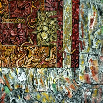 Painting titled "PETROGLYPHES" by Yolande (Yo) Gaspard, Original Artwork