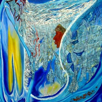 Painting titled "MOZAÏ'BES BLUES" by Yolande (Yo) Gaspard, Original Artwork