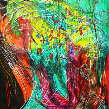 Painting titled "CHAOS FIL-HARMONIQUE" by Yolande (Yo) Gaspard, Original Artwork, Oil