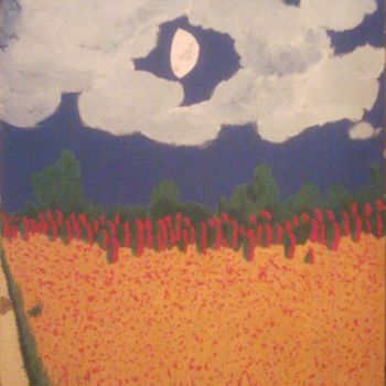 Картина под названием "Летний закат в поле" - Dmitry Belozertsev, Подлинное произведение искусства, Масло