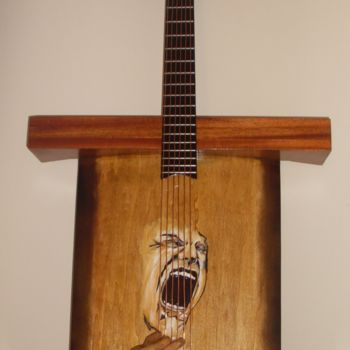 Sculpture intitulée "Guitare" par Lionel Dubois, Œuvre d'art originale, Bois