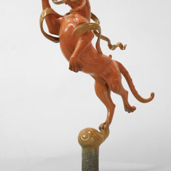 Escultura intitulada "如意飞虎" por 永昌 赵 (Zhao Yongchang), Obras de arte originais, Bronze