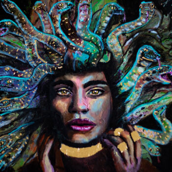 Картина под названием "Medusa" - Yora Van Der Laan, Подлинное произведение искусства, Акрил