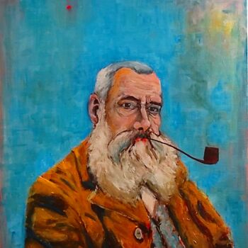 Peinture intitulée "Monet à la pipe" par K.B, Œuvre d'art originale, Acrylique Monté sur Châssis en bois