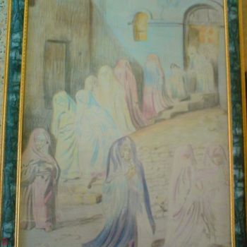 Peinture intitulée "femmes sortant d'un…" par Etiennedinet, Œuvre d'art originale, Huile